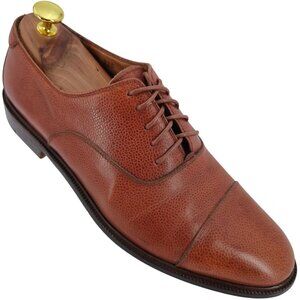 Salvatore Ferragamo Italy Brown Leather Dress Shoes Balmoral Cap-toe Oxfords 9D